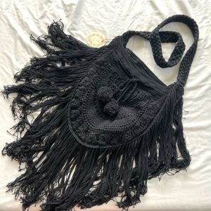 🖤Tulle & Batiste x Spell Black Large Crochet Fringe Bag